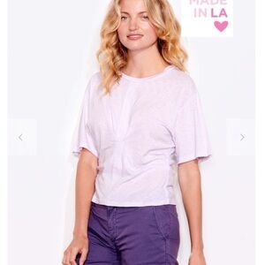 🔥Anthropologie Sundry lilac basic pleated cotton tee. Sz4=XL